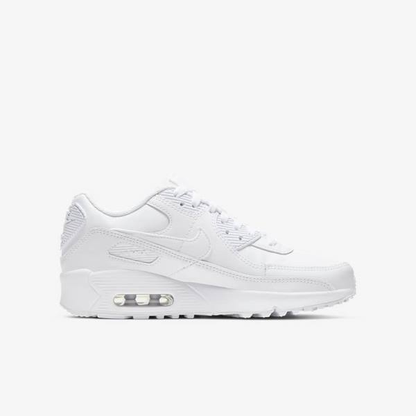 Nike Air Max 90 LTR Older Sneakers Kinderen Wit Metal Zilver Wit | NK397PQH