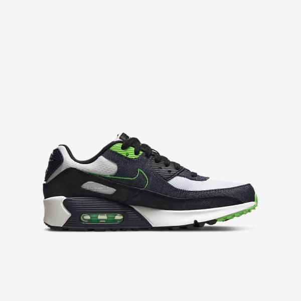 Nike Air Max 90 LTR SE Older Sneakers Kinderen Zwart Groen Wit Obsidian | NK684KNX