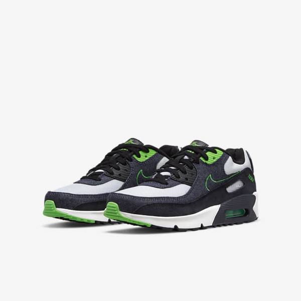 Nike Air Max 90 LTR SE Older Sneakers Kinderen Zwart Groen Wit Obsidian | NK684KNX