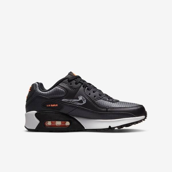 Nike Air Max 90 Older Sneakers Kinderen Zwart Oranje Grijs Wit | NK105QJL