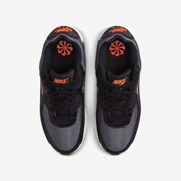 Nike Air Max 90 Older Sneakers Kinderen Zwart Oranje Grijs Wit | NK105QJL