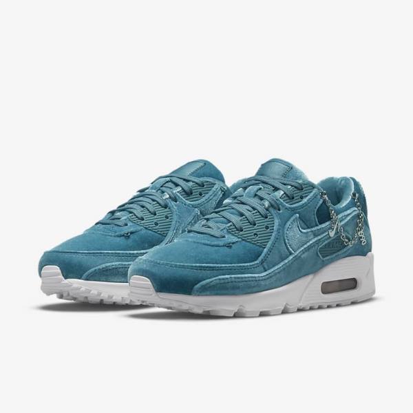 Nike Air Max 90 Premium Sneakers Dames Grijs Groen Metal Zilver Wit Grijs Groen | NK490IHC