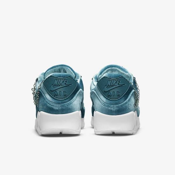 Nike Air Max 90 Premium Sneakers Dames Grijs Groen Metal Zilver Wit Grijs Groen | NK490IHC