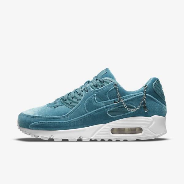 Nike Air Max 90 Premium Sneakers Dames Grijs Groen Metal Zilver Wit Grijs Groen | NK490IHC