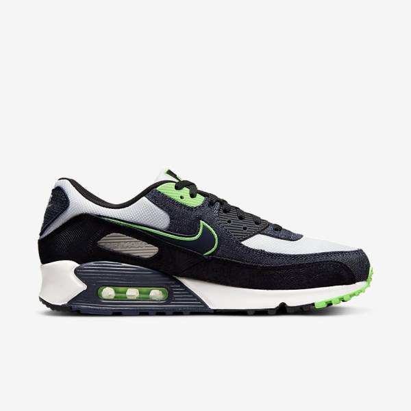 Nike Air Max 90 SE Sneakers Heren Zwart Groen Wit Obsidian | NK635DQH