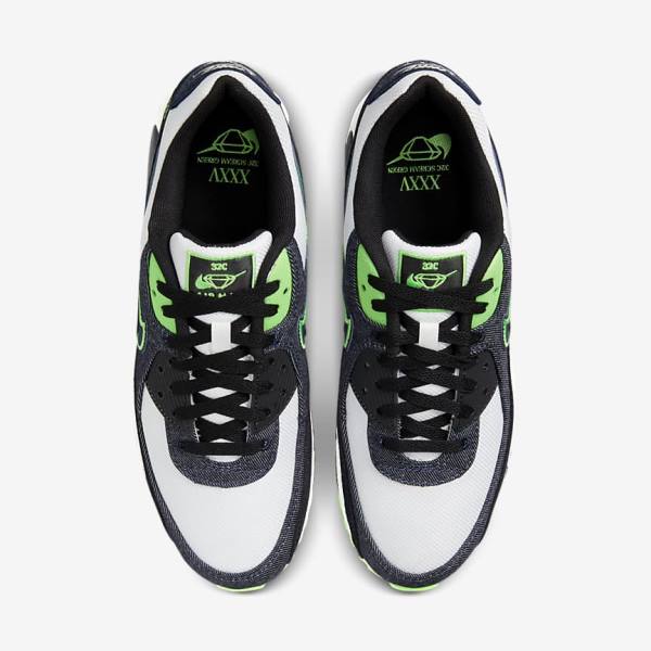 Nike Air Max 90 SE Sneakers Heren Zwart Groen Wit Obsidian | NK635DQH