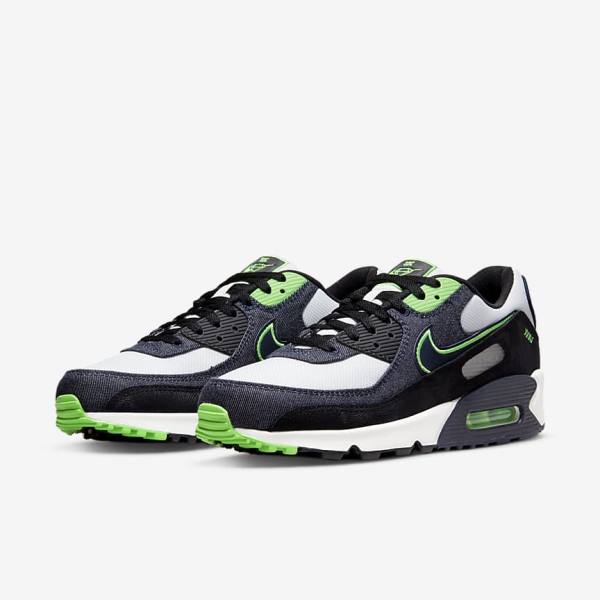 Nike Air Max 90 SE Sneakers Heren Zwart Groen Wit Obsidian | NK635DQH