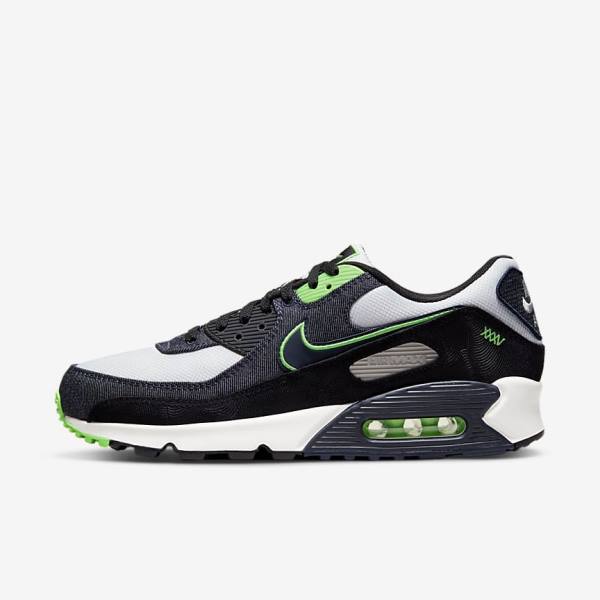 Nike Air Max 90 SE Sneakers Heren Zwart Groen Wit Obsidian | NK635DQH