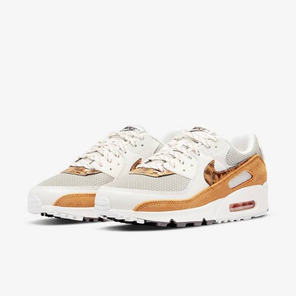 Nike Air Max 90 Sneakers Dames Bruin Lichtbeige Geel | NK350UYA