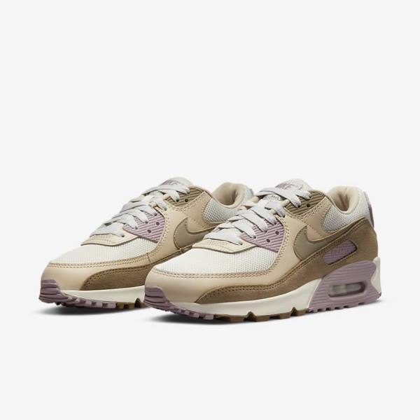 Nike Air Max 90 Sneakers Dames Bruin Lichtpaars Khaki | NK813DHM