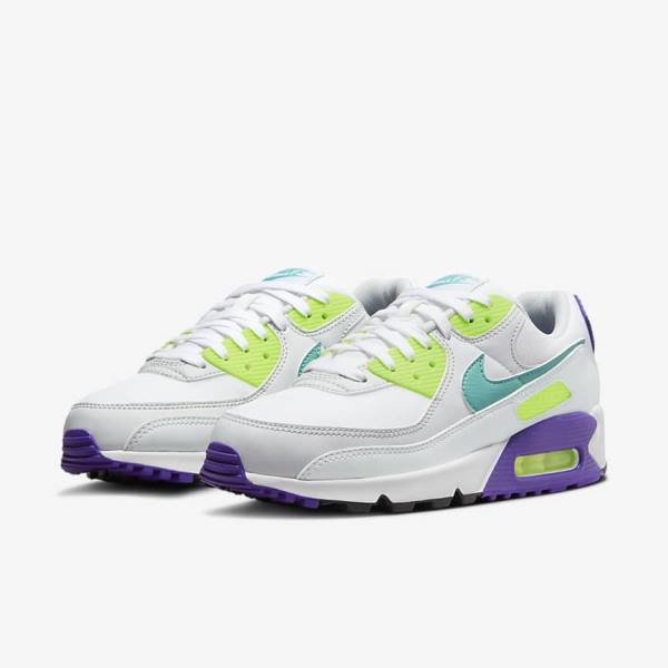 Nike Air Max 90 Sneakers Dames Wit Platina Turquoise | NK591CNL