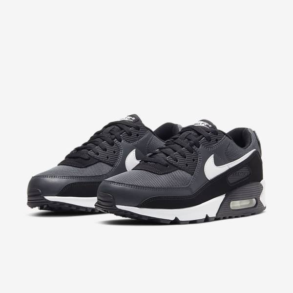 Nike Air Max 90 Sneakers Heren Grijs Donkergrijs Zwart Wit | NK463VEW