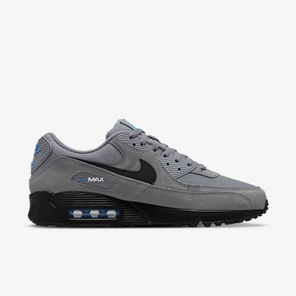 Nike Air Max 90 Sneakers Heren Grijs Lichtblauw Metal Zilver Zwart | NK195QEK