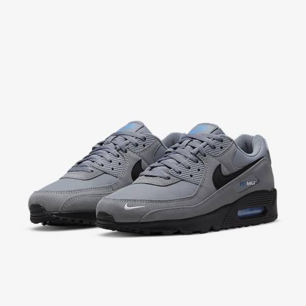 Nike Air Max 90 Sneakers Heren Grijs Lichtblauw Metal Zilver Zwart | NK195QEK