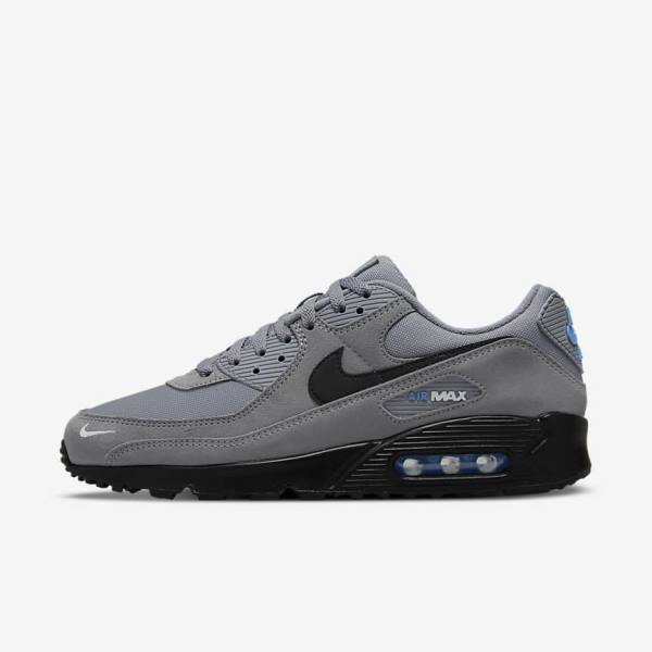 Nike Air Max 90 Sneakers Heren Grijs Lichtblauw Metal Zilver Zwart | NK195QEK