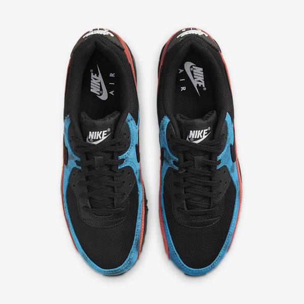 Nike Air Max 90 Sneakers Heren Zwart Blauw Rood Wit | NK351FVO