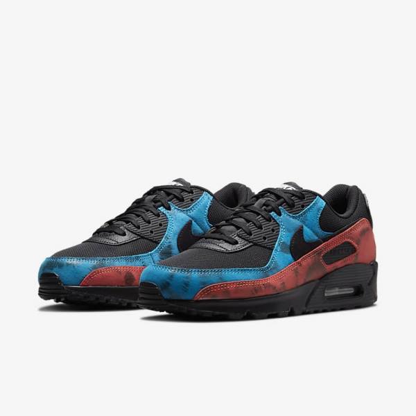 Nike Air Max 90 Sneakers Heren Zwart Blauw Rood Wit | NK351FVO