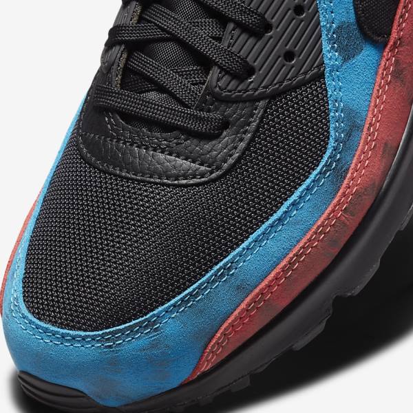 Nike Air Max 90 Sneakers Heren Zwart Blauw Rood Wit | NK351FVO