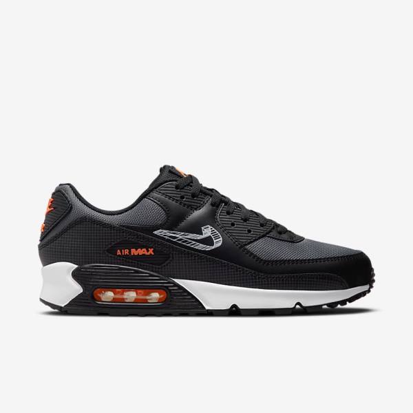 Nike Air Max 90 Sneakers Heren Zwart Oranje Grijs Wit | NK471SPX