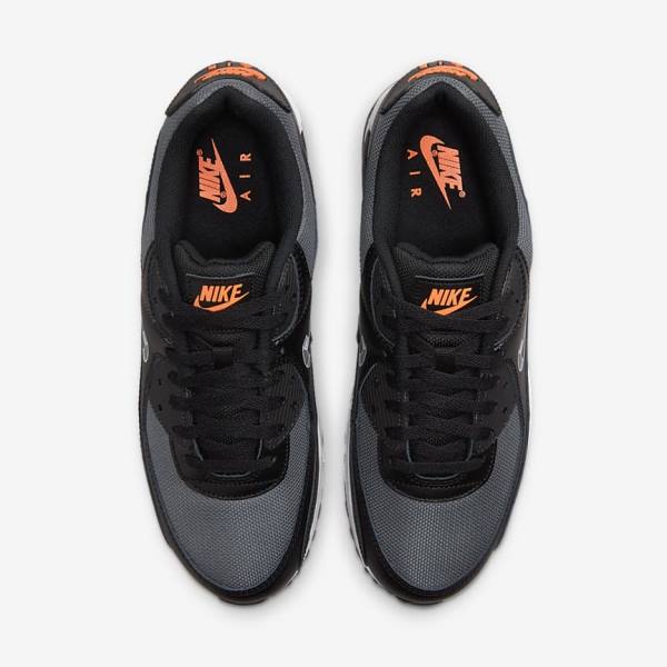 Nike Air Max 90 Sneakers Heren Zwart Oranje Grijs Wit | NK471SPX