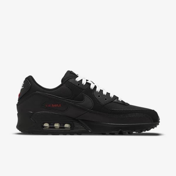 Nike Air Max 90 Sneakers Heren Zwart Rood Wit | NK493IKP