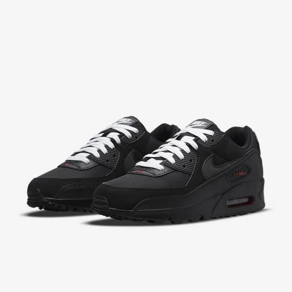 Nike Air Max 90 Sneakers Heren Zwart Rood Wit | NK493IKP