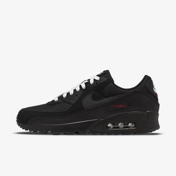 Nike Air Max 90 Sneakers Heren Zwart Rood Wit | NK493IKP