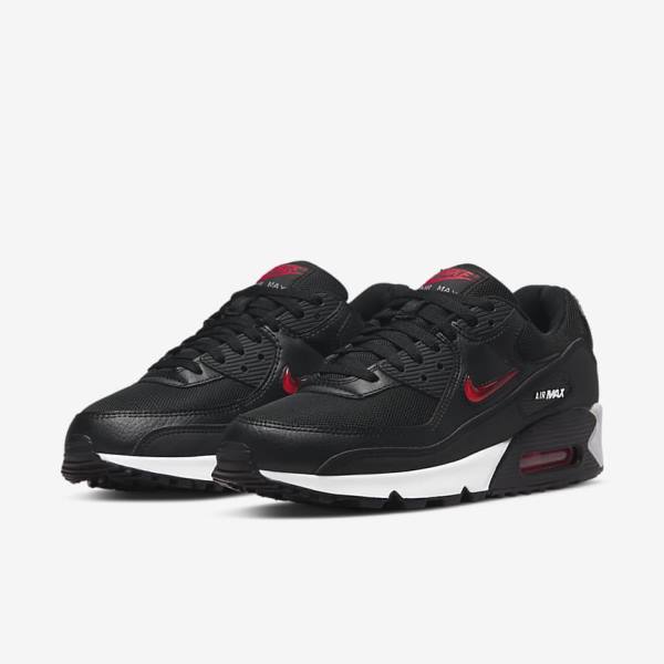 Nike Air Max 90 Sneakers Heren Zwart Wit Rood | NK673BSM