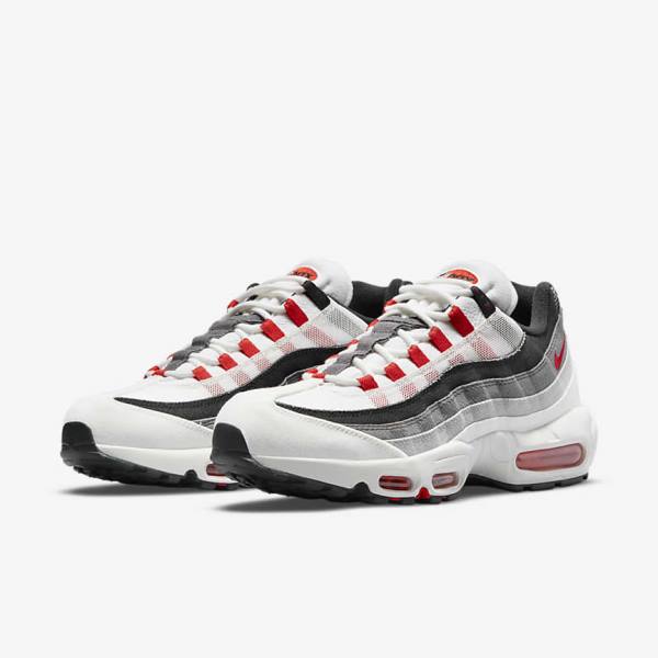 Nike Air Max 95 Sneakers Heren Wit Lichtgrijs Rood | NK845FBW