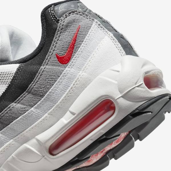 Nike Air Max 95 Sneakers Heren Wit Lichtgrijs Rood | NK845FBW