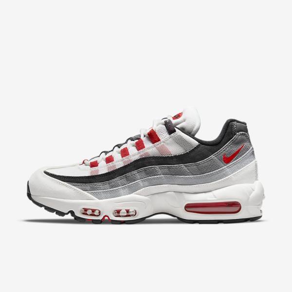 Nike Air Max 95 Sneakers Heren Wit Lichtgrijs Rood | NK845FBW