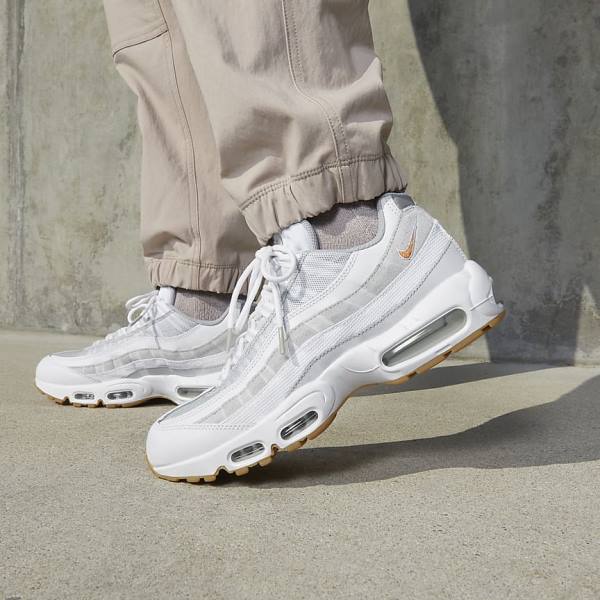 Nike Air Max 95 Sneakers Heren Wit Platina Grijs Geel | NK317GMN