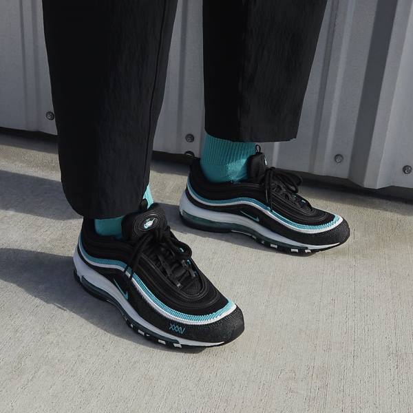 Nike Air Max 97 SE Sneakers Heren Zwart Wit Turquoise | NK857QZX