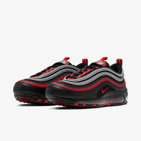 Nike Air Max 97 Sneakers Heren Zwart Metal Zilver Rood | NK403KVX