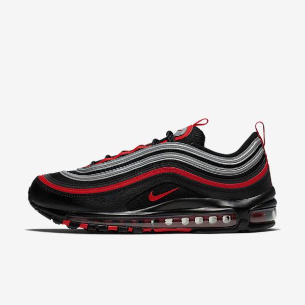 Nike Air Max 97 Sneakers Heren Zwart Metal Zilver Rood | NK403KVX