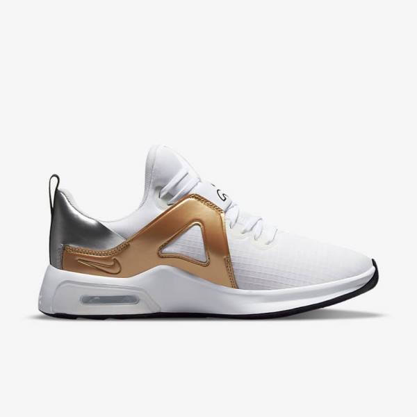 Nike Air Max Bella TR 5 Fitness Schoenen Dames Wit Metal Zilver Metal Goud Zwart | NK307ZCJ