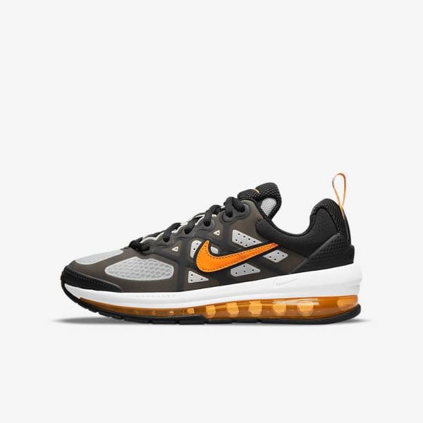 Nike Air Max Genome Older Wandelschoenen Kinderen Zwart Grijs Wit Oranje | NK683CVZ