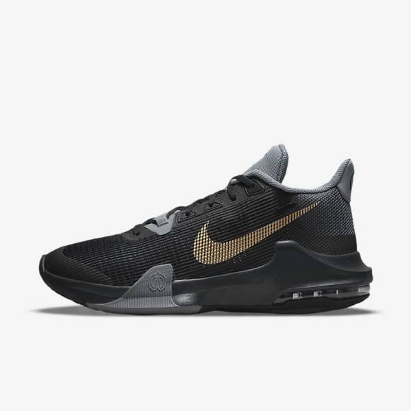 Nike Air Max Impact 3 Basketbalschoenen Heren Zwart Grijs Donkergrijs Metal Goud | NK694ACW