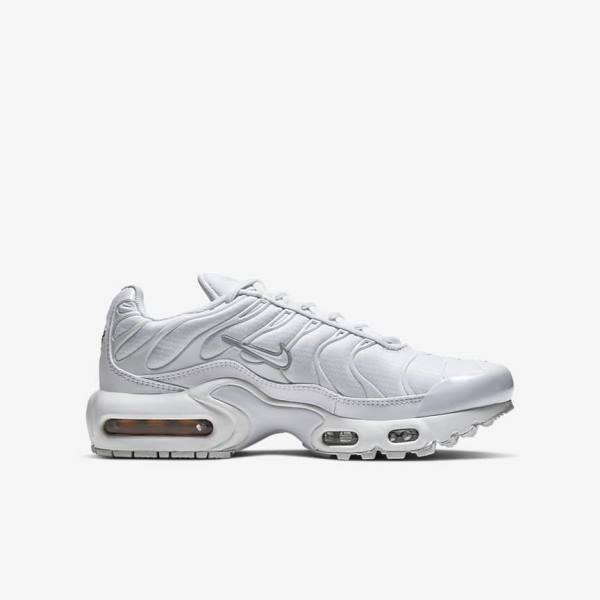 Nike Air Max Plus Older Sneakers Kinderen Wit Metal Zilver Wit | NK092LDV