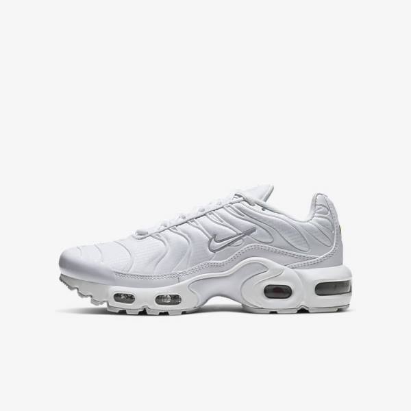 Nike Air Max Plus Older Sneakers Kinderen Wit Metal Zilver Wit | NK092LDV