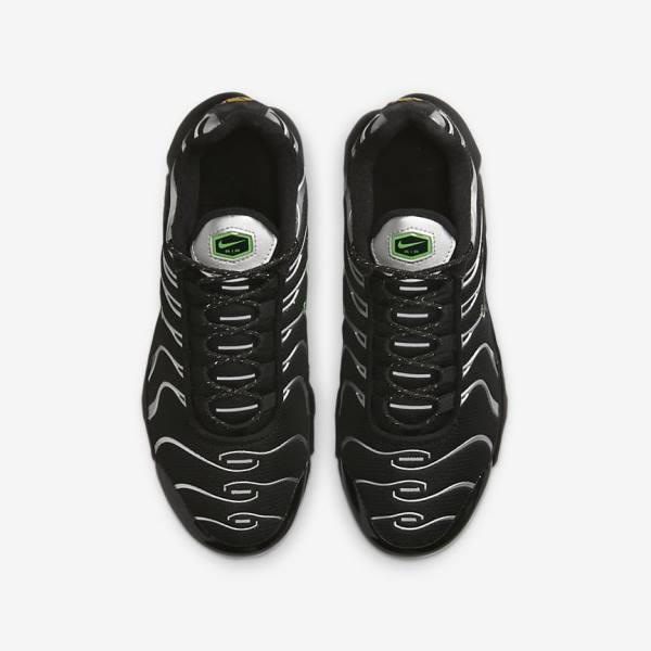 Nike Air Max Plus Older Sneakers Kinderen Zwart Groen Metal Zilver Zwart | NK345CLI