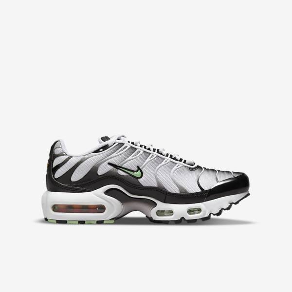 Nike Air Max Plus Older Sneakers Kinderen Wit Zwart Zilver Mintgroen | NK369OUS