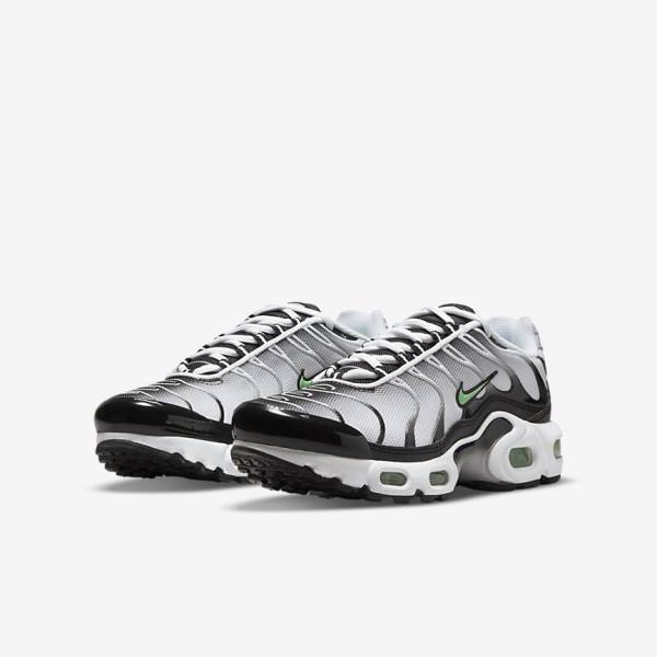 Nike Air Max Plus Older Sneakers Kinderen Wit Zwart Zilver Mintgroen | NK369OUS