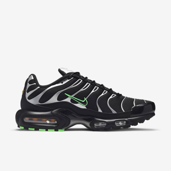 Nike Air Max Plus Sneakers Heren Zwart Groen Metal Zilver Zwart | NK716KDS