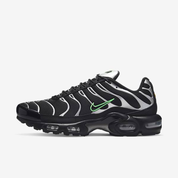 Nike Air Max Plus Sneakers Heren Zwart Groen Metal Zilver Zwart | NK716KDS