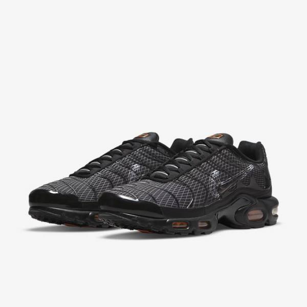 Nike Air Max Plus Sneakers Heren Zwart Oranje Grijs Wit | NK627WSY