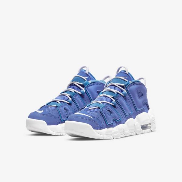 Nike Air More Uptempo Older Basketbalschoenen Kinderen Blauw Wit | NK453PLV