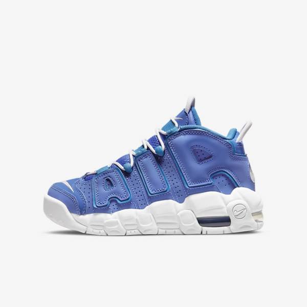 Nike Air More Uptempo Older Basketbalschoenen Kinderen Blauw Wit | NK453PLV