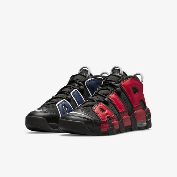 Nike Air More Uptempo Older Sneakers Kinderen Zwart Donkerblauw Wit Rood | NK061OLP