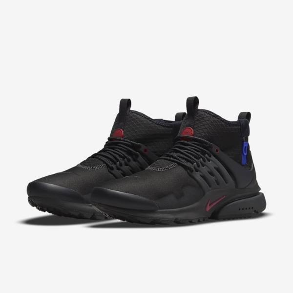 Nike Air Presto Mid Utility Sneakers Heren Zwart Donkergrijs Blauw Rood | NK753LWV